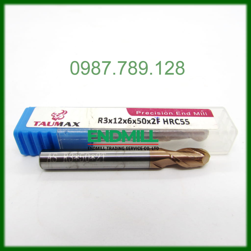 Dao phay cầu R3.0*12*6D*50L-2T - TAUMAX - ENDMILL